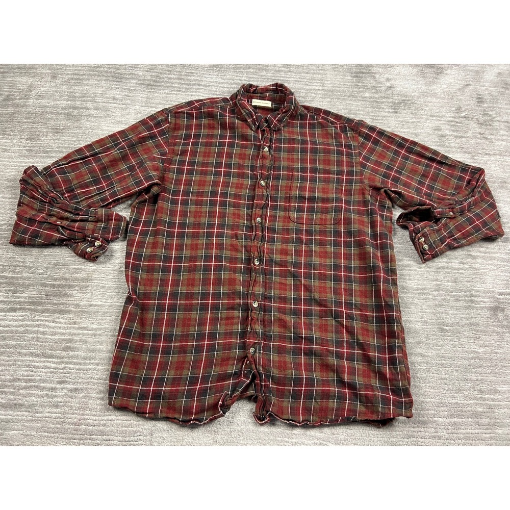 Hobbs Creek Shirt Mens XL Red Plaid Flannel Button Down Long Sleeve Cotton